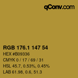 カラーコード: RGB 176.1 147 54 | qconv.com
