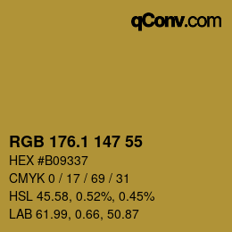 カラーコード: RGB 176.1 147 55 | qconv.com