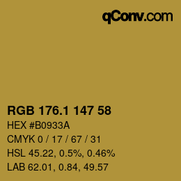 カラーコード: RGB 176.1 147 58 | qconv.com