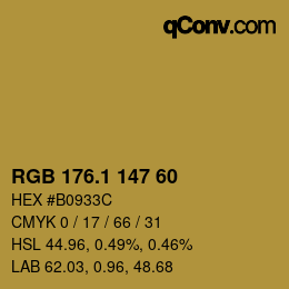 カラーコード: RGB 176.1 147 60 | qconv.com