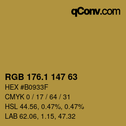 カラーコード: RGB 176.1 147 63 | qconv.com