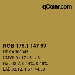 カラーコード: RGB 176.1 147 69 | qconv.com