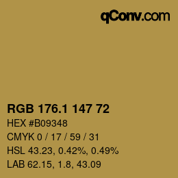 カラーコード: RGB 176.1 147 72 | qconv.com