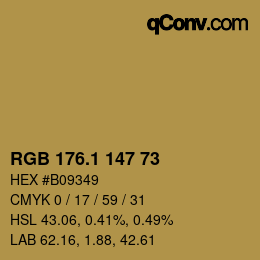 カラーコード: RGB 176.1 147 73 | qconv.com