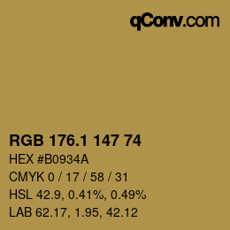 カラーコード: RGB 176.1 147 74 | qconv.com