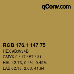 Color code: RGB 176.1 147 75 | qconv.com