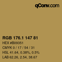 カラーコード: RGB 176.1 147 81 | qconv.com