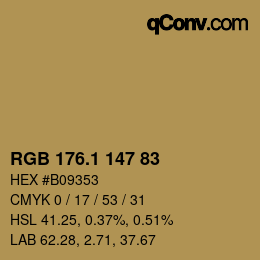 カラーコード: RGB 176.1 147 83 | qconv.com