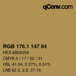 カラーコード: RGB 176.1 147 84 | qconv.com