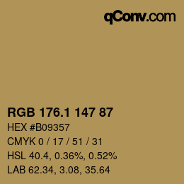 カラーコード: RGB 176.1 147 87 | qconv.com