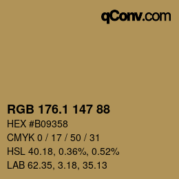 カラーコード: RGB 176.1 147 88 | qconv.com