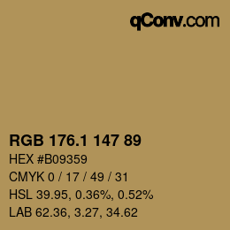カラーコード: RGB 176.1 147 89 | qconv.com