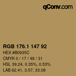カラーコード: RGB 176.1 147 92 | qconv.com
