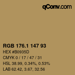 カラーコード: RGB 176.1 147 93 | qconv.com