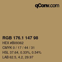 カラーコード: RGB 176.1 147 98 | qconv.com