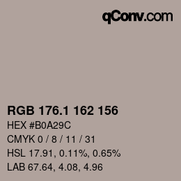 Color code: RGB 176.1 162 156 | qconv.com