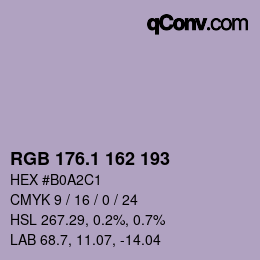 カラーコード: RGB 176.1 162 193 | qconv.com