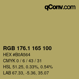 カラーコード: RGB 176.1 165 100 | qconv.com