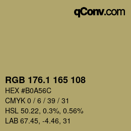 Color code: RGB 176.1 165 108 | qconv.com