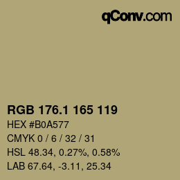 カラーコード: RGB 176.1 165 119 | qconv.com
