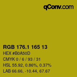 カラーコード: RGB 176.1 165 13 | qconv.com