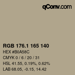 Color code: RGB 176.1 165 140 | qconv.com