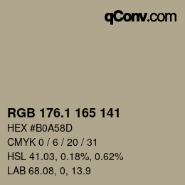 Color code: RGB 176.1 165 141 | qconv.com