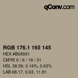 カラーコード: RGB 176.1 165 145 | qconv.com