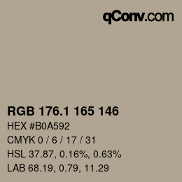 カラーコード: RGB 176.1 165 146 | qconv.com
