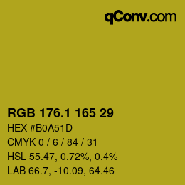カラーコード: RGB 176.1 165 29 | qconv.com