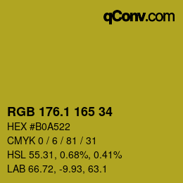 カラーコード: RGB 176.1 165 34 | qconv.com