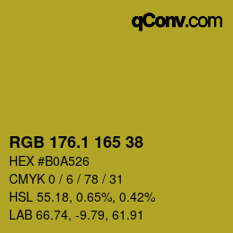 カラーコード: RGB 176.1 165 38 | qconv.com