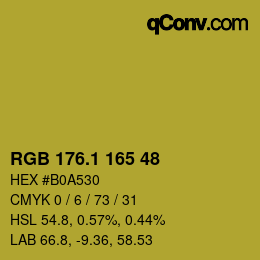 カラーコード: RGB 176.1 165 48 | qconv.com