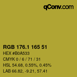 カラーコード: RGB 176.1 165 51 | qconv.com