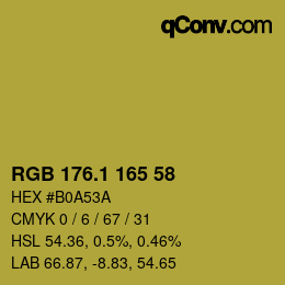 カラーコード: RGB 176.1 165 58 | qconv.com