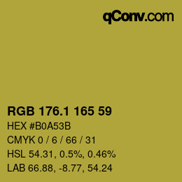 カラーコード: RGB 176.1 165 59 | qconv.com