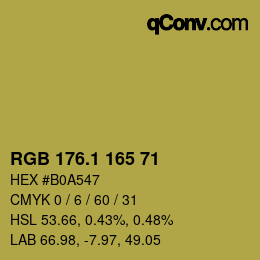 カラーコード: RGB 176.1 165 71 | qconv.com