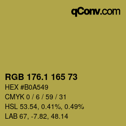 カラーコード: RGB 176.1 165 73 | qconv.com
