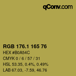 カラーコード: RGB 176.1 165 76 | qconv.com