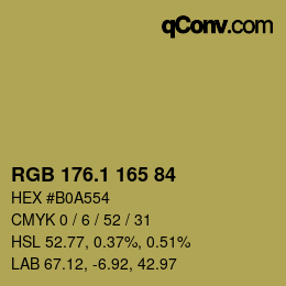 カラーコード: RGB 176.1 165 84 | qconv.com