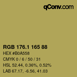 カラーコード: RGB 176.1 165 88 | qconv.com