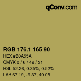 カラーコード: RGB 176.1 165 90 | qconv.com