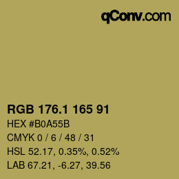 カラーコード: RGB 176.1 165 91 | qconv.com