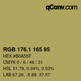カラーコード: RGB 176.1 165 95 | qconv.com