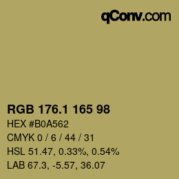 カラーコード: RGB 176.1 165 98 | qconv.com