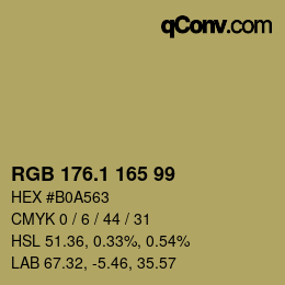 カラーコード: RGB 176.1 165 99 | qconv.com
