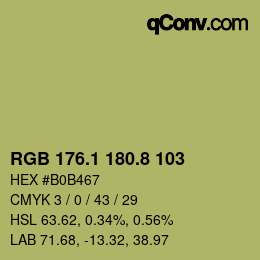 Color code: RGB 176.1 180.8 103 | qconv.com