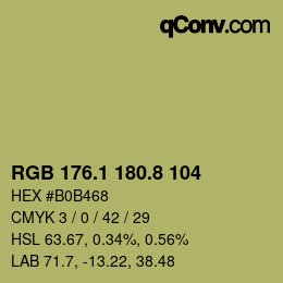 Color code: RGB 176.1 180.8 104 | qconv.com