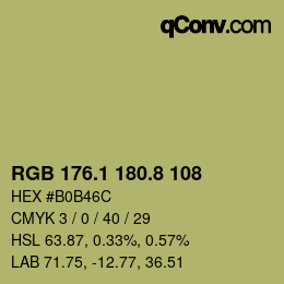 Color code: RGB 176.1 180.8 108 | qconv.com