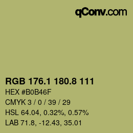 カラーコード: RGB 176.1 180.8 111 | qconv.com